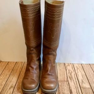 Frye Vintage Black Label Western Knee-High Leather Boots Size 8